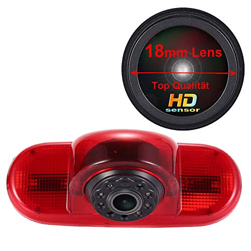 Navinio 1280X720 Pixel Auto Dritte Dach Top Mount Bremsleuchte Kamera Bremslicht Rückfahrkamera IR Licht für Opel Vivaro Surf Concept Life Combo Vauxhall Renault Trafic FIAT Talento Nissan Primastar von Navinio