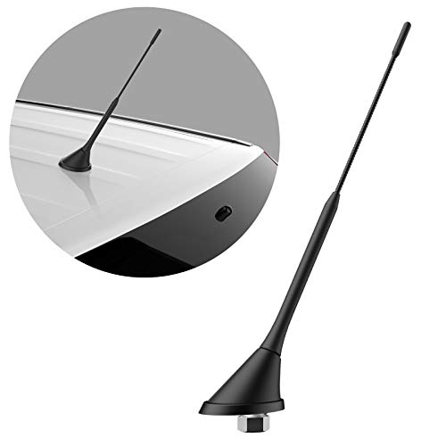 Navitec24 Auto Antenne Dach Kfz RADIOANTENNE FM 23cm Sockel DIN STECKER Ersatz für Antennenfuss inkl Verstärker von Navitec24