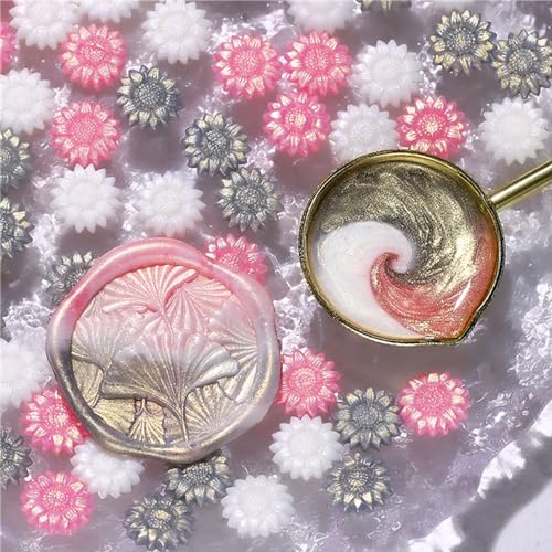 Navna 100 Stück Glitzer-Siegelwachsperlen, Blume, Siegelwachsperlen für Wachssiegel, Stempel, Einladungen, Umschläge, Dekoration, Wachspartikel Navna 100 Stück Glitzer-Siegelwachsperlen, Blume, Siegelwachsperlen für Wachssiegel, Stempel, Einladungen, Umschläge, Dekoration, Wachspartikel von Navna