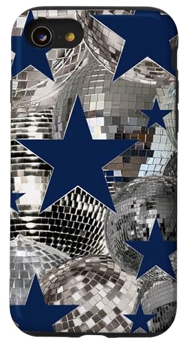 Navy Blue Star Discokugel Y2K Stars Girl Hülle für iPhone SE (2020) / 7 / 8 von Navy Blue Star Disco Ball Y2K Stars Girl