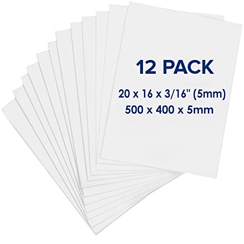 Schaumstoffplatte (Foam Board) 500 x 400 x 5mm - 12 Stück - Weiße Hartschaumplatte (Foamboard), Doppelseitige, Schaumstoff Platte für Modellbau, Handwerk, Präsentation und Projekte von Navy Penguin