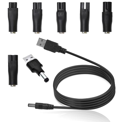 5V USB Netzkabel Kabel Rasierer Ladegerät, Universelles Rasierer Ladekabel Mit 6 Ladeköpfen für Rasierern, Haarschneider, Luftreiniger und mehr und Anderen Ladekabeln 5V USB Netzkabel Kabel Rasierer Ladegerät, Universelles Rasierer Ladekabel Mit 6 Ladeköpfen für Rasierern, Haarschneider, Luftreiniger und mehr und Anderen Ladekabeln von Nazaz