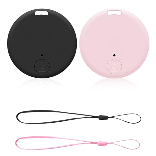Schlüsselfinder 2 Stück Schlüsselanhänger Bluetooth 5.2 Tracker mit App, kabelloser Sender für Schlüssel, Airtag Smart Tag Android kompatibel mit iOS und Android, lange Lebensdauer (Schwarz + Pink) von Nazaz