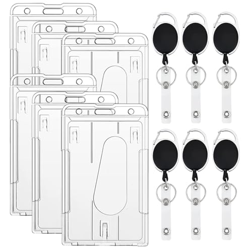 Nchdewui Pack Of 6 Erweiterbar Id Reel, Einziehbarer SchlüSselring Set, Id Card Halter, Abzeichen, Mit Transparentem Kartenhalter, Buddy Kit FüR SchlüSselanhäNger Und Id Card von Nchdewui