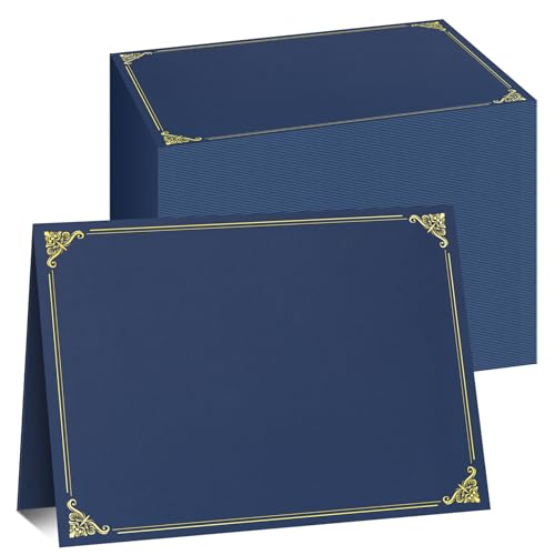 Ndsox 120 Packungen marineblaue Urkundenhalter, Abschluss-Diplom-Halter, 350 g/m², Diplomhüllen mit Goldfolienrand für Briefgröße 21,6 x 27,9 cm, Auszeichnungszertifikatpapier, Karton und Dokumente von Ndsox