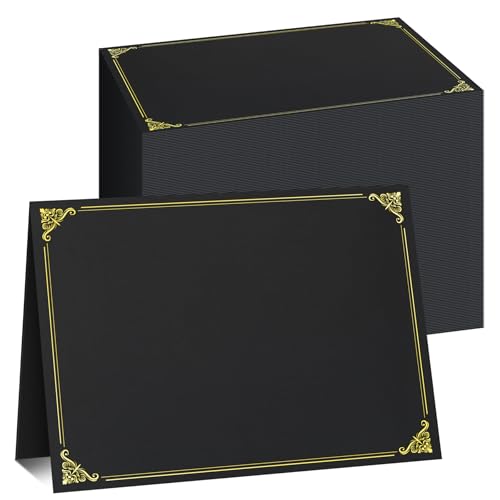 Ndsox 120 Packungen schwarze Urkundenhalter, 350 g/m², Diplomhüllen mit Goldfolienrand für Briefgröße 21,6 x 27,9 cm, Auszeichnungszertifikatpapier, Karton und Dokumente von Ndsox