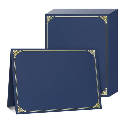 Ndsox 30 Packungen marineblaue Urkundenhalter, 350 g/m², Diplomhüllen mit Goldfolienrand für Briefgröße 21,6 x 27,9 cm, Auszeichnungszertifikatpapier, Karton und Dokumente von Ndsox