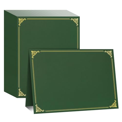Ndsox 50 Packungen grüne Urkundenhalter, 350 g/m², Diplomhüllen mit Goldfolienrand für Briefgröße 21,6 x 27,9 cm, Auszeichnungszertifikatpapier, Karton und Dokumente von Ndsox