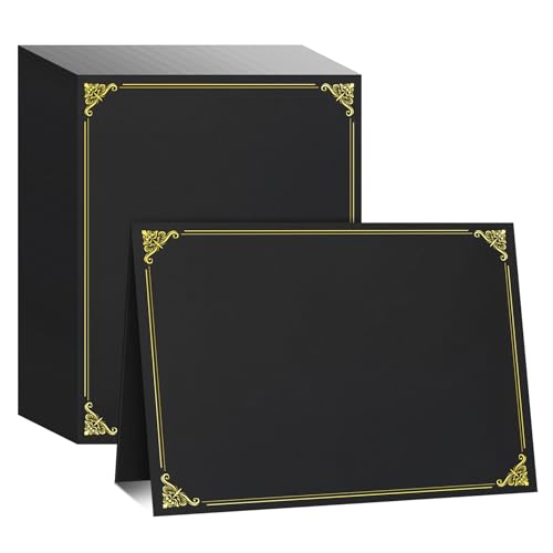 Ndsox 50 Packungen schwarze Urkundenhalter, 350 g/m², Diplomhüllen mit Goldfolienrand für Briefgröße 21,6 x 27,9 cm, Auszeichnungszertifikatpapier, Karton und Dokumente von Ndsox