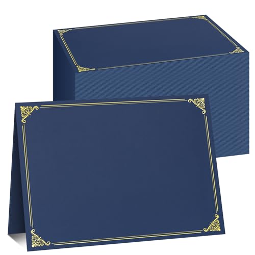 Ndsox 90 Packungen marineblaue Urkundenhalter, Abschluss-Diplom-Halter, 350 g/m², Diplomhüllen mit Goldfolienrand für Briefgröße 21,6 x 27,9 cm, Auszeichnungszertifikatpapier, Karton und Dokumente von Ndsox