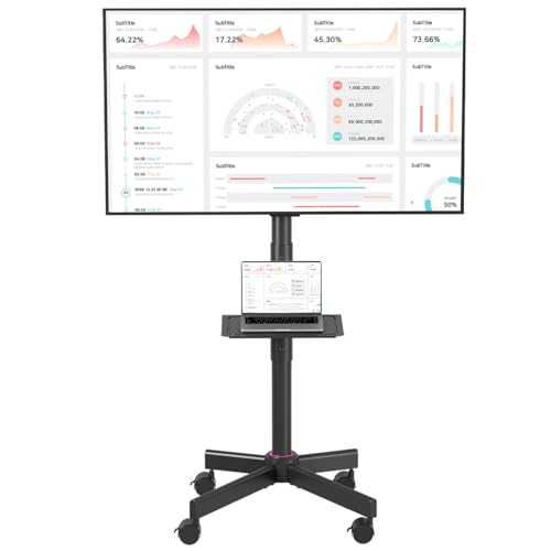 NearHub TV-Ständer Höhenverstellbare mit 360°Feststellbare Rollen, Neigungsfunktion 10°,VESA 100 x 100 - VESA 400 x 400,Kompatibel mit Bildschirmgrößen von 23 bis 60 Zoll, MAX Belastbarkeit 25kg von NearHub