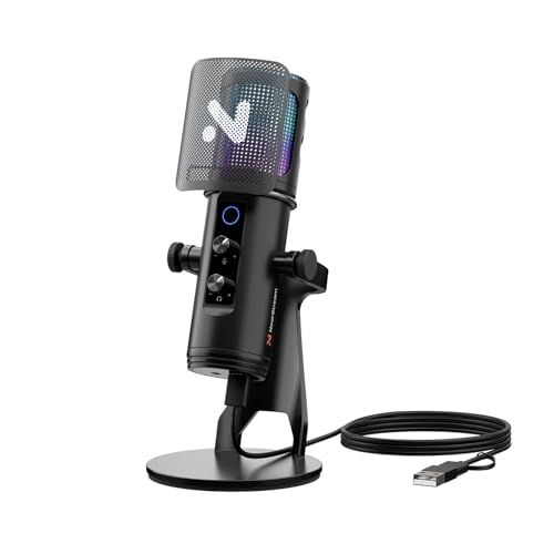 NearStream Gaming Mikrofon Set, USB PC Mikrofon für Podcasts,Streaming,Kondensatormikrofon mit,Pop Filter,RGB Anzeige,Rauschunterdrückung,kompatibel mit PS4/5/PC,Laptop,Mac(AM35U) von NearStream