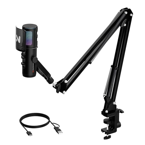 USB-Mikrofon für PC, Gaming-Mikrofon mit Rauschunterdrückung/RGB-Licht/Stummschaltung/Verstärkung/Monitor/Pop-Filter, professionelles Kondensatormikrofon für Stream/Podcast/Computer/Mac/PS4/PS5 AM30U USB-Mikrofon für PC, Gaming-Mikrofon mit Rauschunterdrückung/RGB-Licht/Stummschaltung/Verstärkung/Monitor/Pop-Filter, professionelles Kondensatormikrofon für Stream/Podcast/Computer/Mac/PS4/PS5 AM30U von NearStream