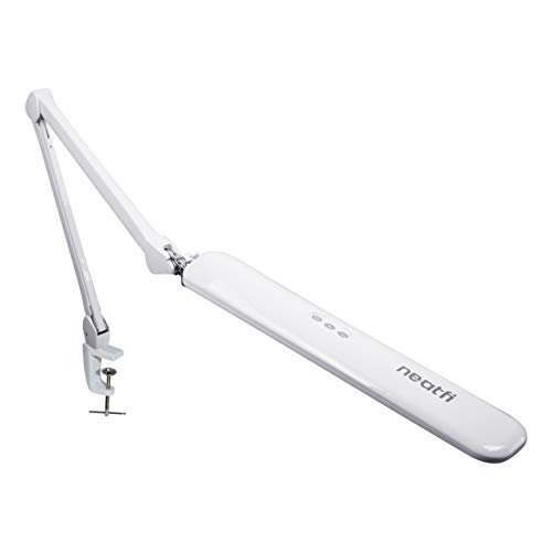 Neatfi Elite HD XL Schreibtischlampe mit Klemme, 90 SMD-LEDs, 6500 K Farbtemperatur, helle Schreibtischlampe, augenschonende Beleuchtung, unpolare Dimmfunktion (45 CM, Weiß) von Neatfi