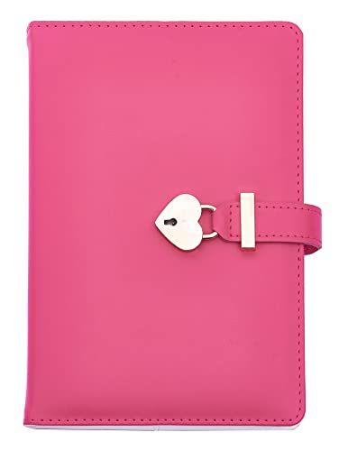 NectaRoy A5 Cute Lockable Journal with Heart-Shaped Lock & Key, Secret Notebook Travel Diary, PU Leather Writing Notepad, Padlock Personal Sketchbook Birthday Gift, 220x150mm von NectaRoy
