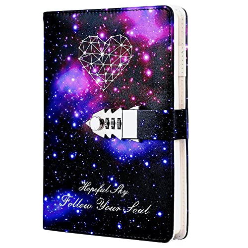 NectaRoy Girl's Secret Notebook, PU Leather Travel Journal with Lock, Lockable Diary for Office School Supplies Student Stationery Birthday Gift, 215 x 150mm von NectaRoy