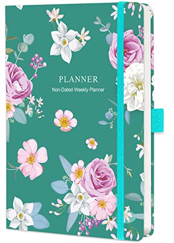 NectaRoy Non-Dated Weekly Monthly Planner, Undated Diary Journal to Increase Productivity, Time Management and Hit Your Goals, with Inner Pocket,Elastic Closure,Pen Holder, Lasts 1 Year, 8.3''x 6.1'' von NectaRoy