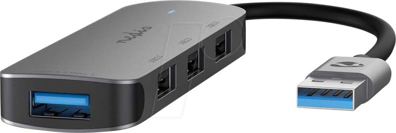 N CCGB61210GY01 - USB 3.0 Hub, 4 Port, 1x 3.0-A, 3x 2.0-A von Nedis