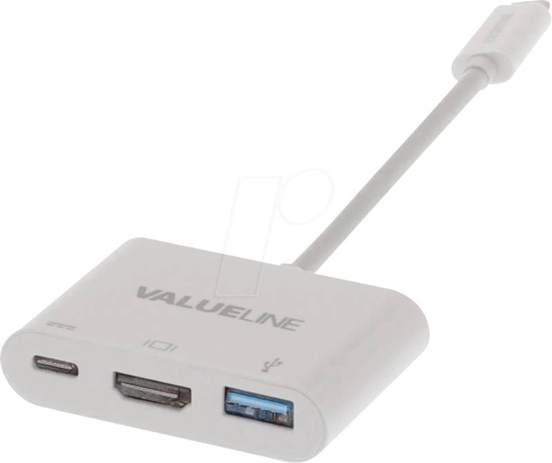 N CCGB64765WT02 - USB-Adapterkabel, Stecker Typ C > USB-A / USB Typ-C / HDMI 0,2 m von Nedis