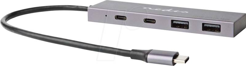N UHUBU3450AT - USB 3.1 Hub, 2x USB-A 3.1 Buchse,  2x USB 3.1 Typ-C-Ausgänge, 4 von Nedis