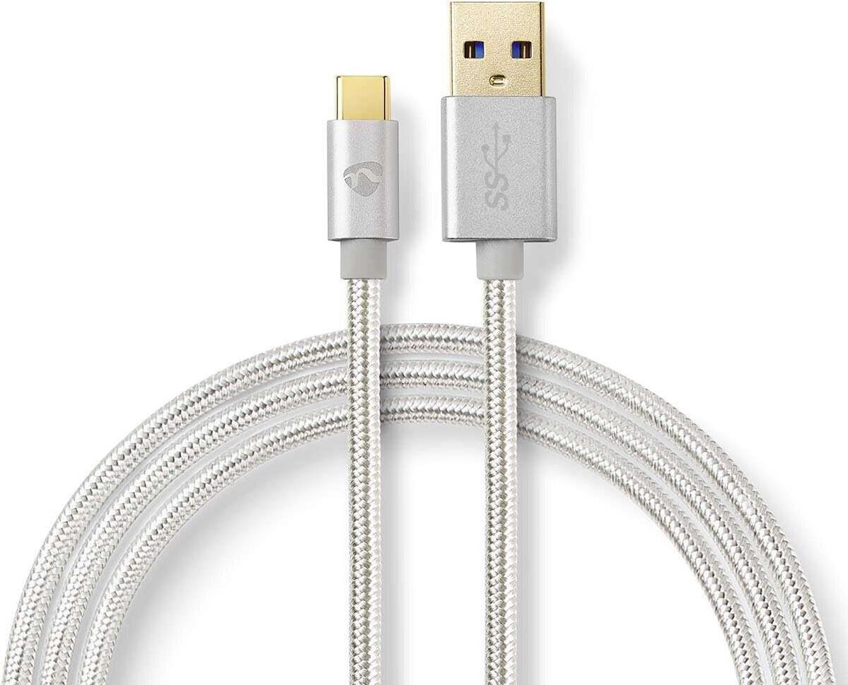 Nedis CCTB61600AL10. Kabellänge: 1 m, Anschluss 1: USB A, Anschluss 2: USB C, USB-Version: USB 3.2 Gen 1 (3.1 Gen 1), Maximale Datenübertragungsrate: 5000 Mbit/s, Beschichtung Steckerkontakte: Gold, Produktfarbe: Aluminium (CCTB61600AL10) von Nedis