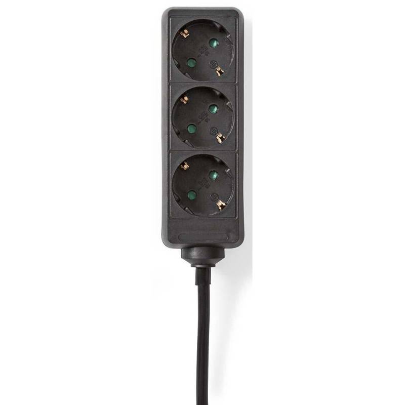 Nedis EXSO330F1BK Three-Way Power Strip with Child-Proof Sockets, 3m, Black von Nedis