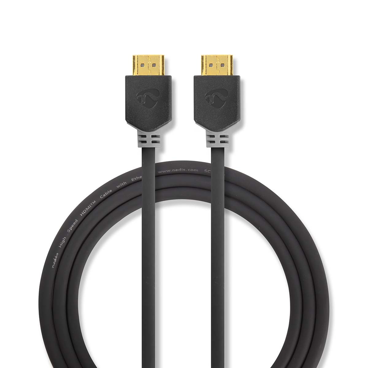 Nedis High Speed ??HDMI ™ Kabel mit Ethernet | HDMI™ Stecker | 4K@60Hz | ARC | 18 Gbps | 10.0 m | rund | PVC | Anthrazit | Verpackung mit Sichtfenster von Nedis