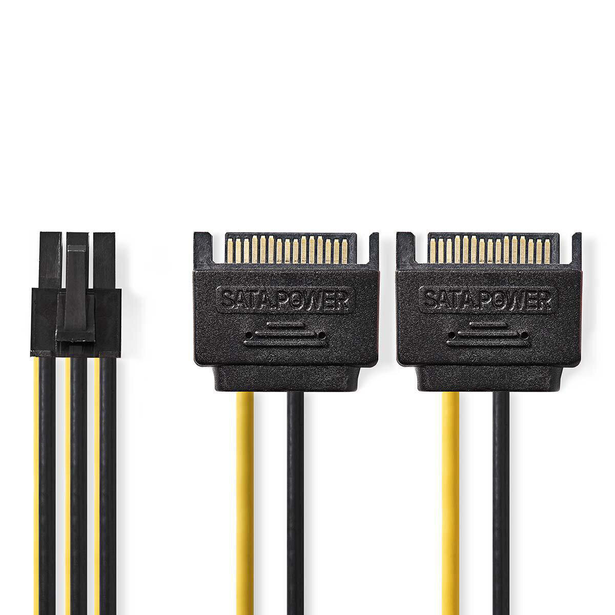 Nedis Interne Stromkabel | 2x SATA 15-poliger Stecker | PCI Express Buchse | Vergoldet | 0.20 m | rund | PVC | Gelb / Schwarz | Plastikbeutel von Nedis