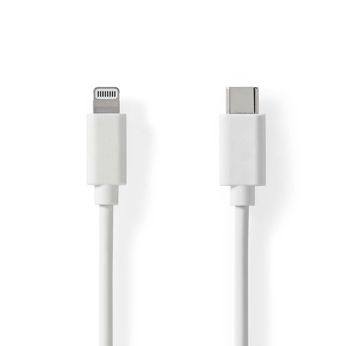 Nedis Lightning Kabel- USB 2.0 | Apple Lightning 8-Pin | USB-C™ Stecker | 480 Mbps | Vernickelt | 1.00 m | Rund | PVC | Weiss | Label von Nedis