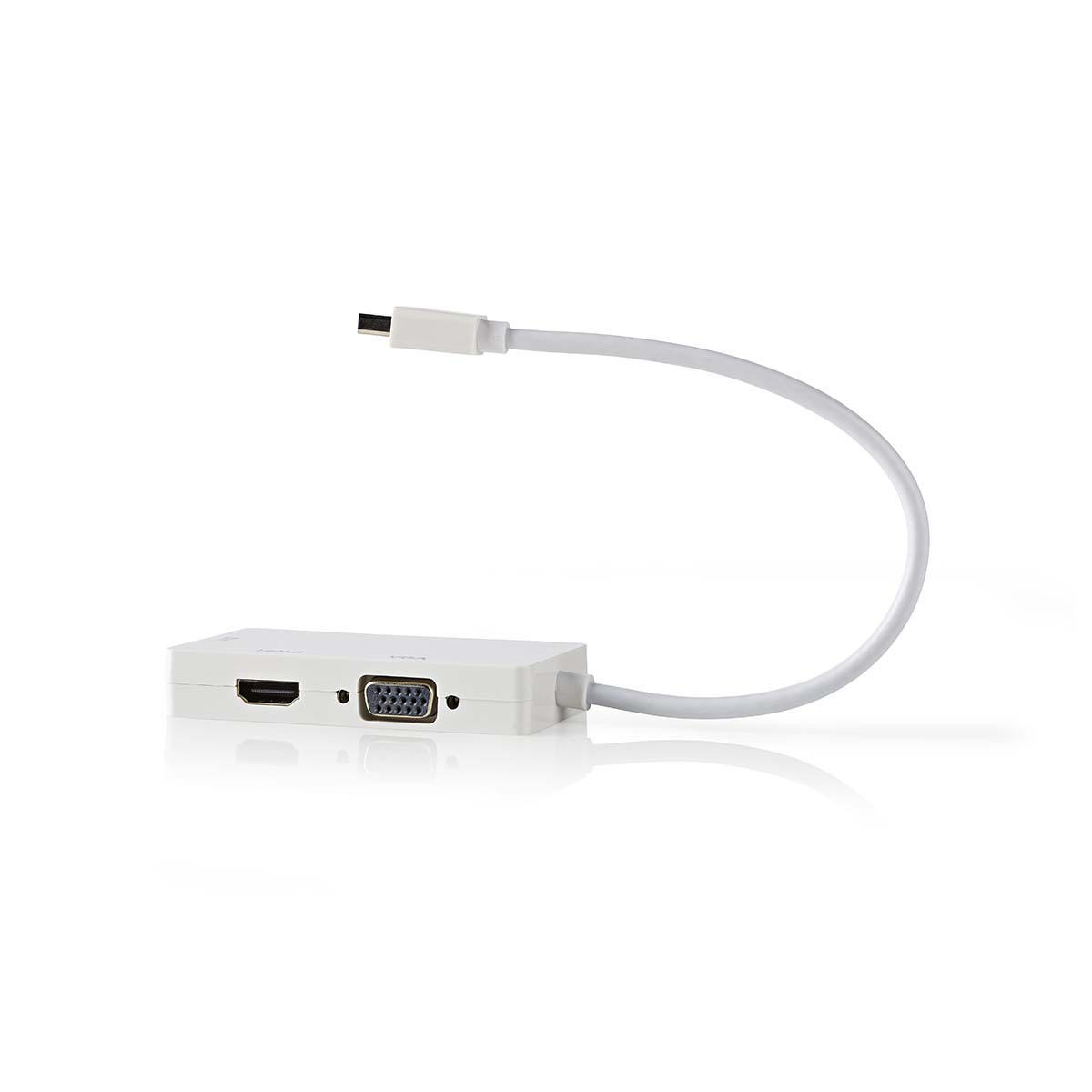 Nedis Mini-DisplayPort Mehrfachadapterkabel, Weiß / 0,2m [Mini DisplayPort-Stecker - VGA- + DVI-D- + HDMI-Buchse] von Nedis