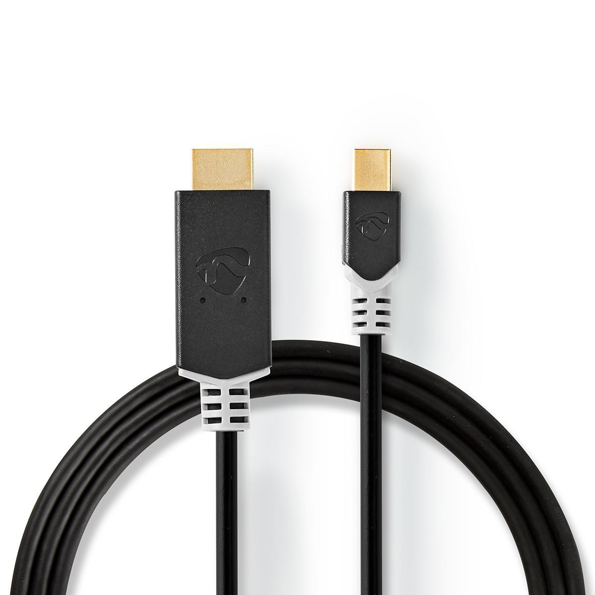 Nedis Mini Displayport-Kabel | DisplayPort 1.4 | DP Stecker | HDMI™ Stecker | 48 Gbps | Vergoldet | 2.00 m | rund | PVC | Anthrazit | Verpackung mit S von Nedis