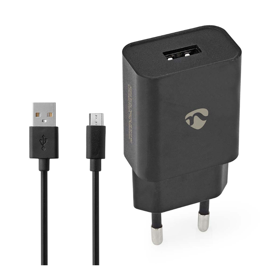 Nedis Netzladegerät 12 W 1x 2.1 A A - Anzahl der Ausgänge: 1, USB-A, Micro USB (Lose) Kabel, Single Voltage Output, schwarz von Nedis