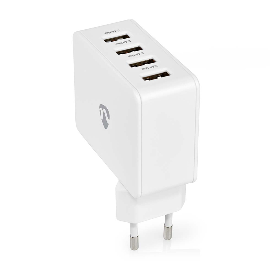 Nedis Netzladegerät 24 W Schnellladefunktion 4x 2.4 A - Anzahl der Ausgänge: 4, 4x USB-A, Kein Kabel im Lieferumfang enthalten, Single Voltage Output von Nedis