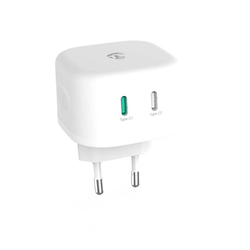 Nedis Netzladegerät | 45 W | GaN | Schnellladefunktion - 2.25 A / 3.0 A | Anzahl der Ausgänge: 2 | 2x USB-C™ | Automatische Spannungswahl von Nedis