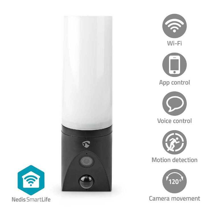 Nedis SmartLife Außenkamera Full HD schwarz Wi-Fi | Umgebungslicht | Full HD 1080p | IP65 | 100 - 240 V AC |Bewegungssensor | Nachtsicht | Schwarz von Nedis
