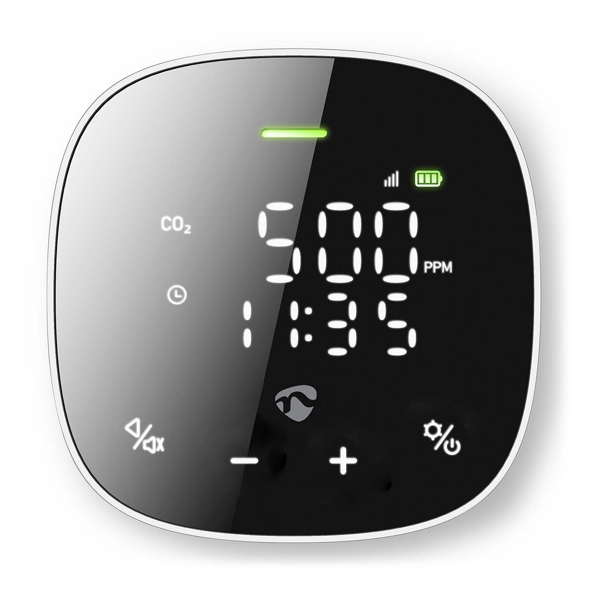 Nedis SmartLife Luftqualitätsmonitor Wi-Fi | inkl. Display | Kohlendioxid (CO2) / Luftfeuchtigkeit / Temperatur | Android™ / IOS | Schwarz / Weiss von Nedis
