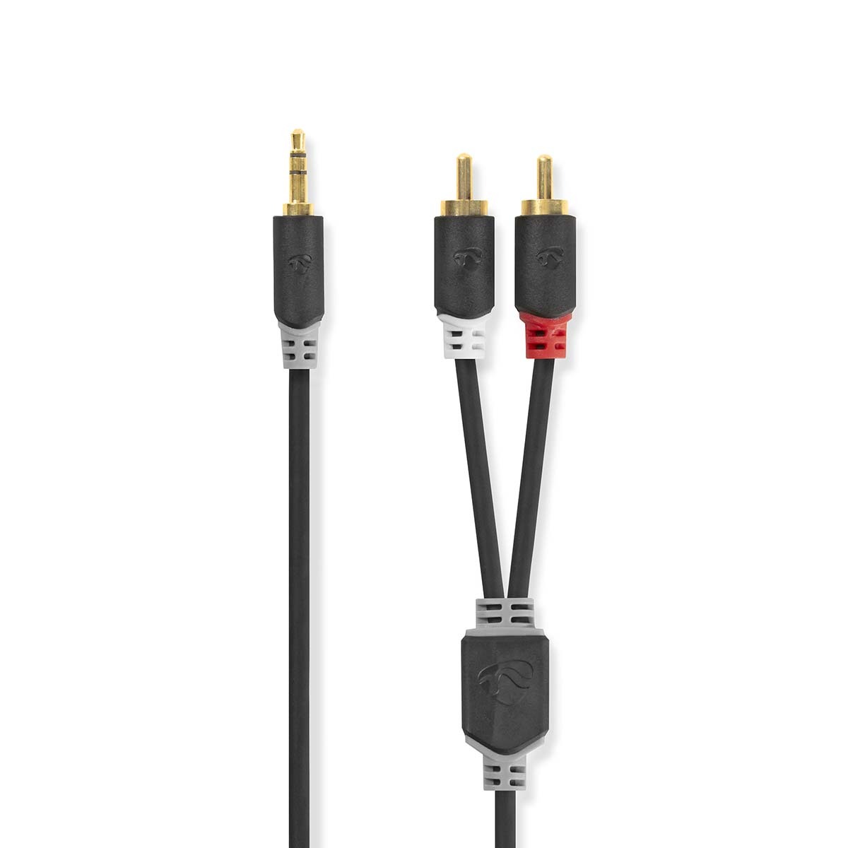 Nedis Stereo-Audiokabel | 3.5 mm Stecker | 2x RCA Stecker Vergoldet | 2.00 m | rund | Anthrazit | Verpackung mit Sichtfenster von Nedis