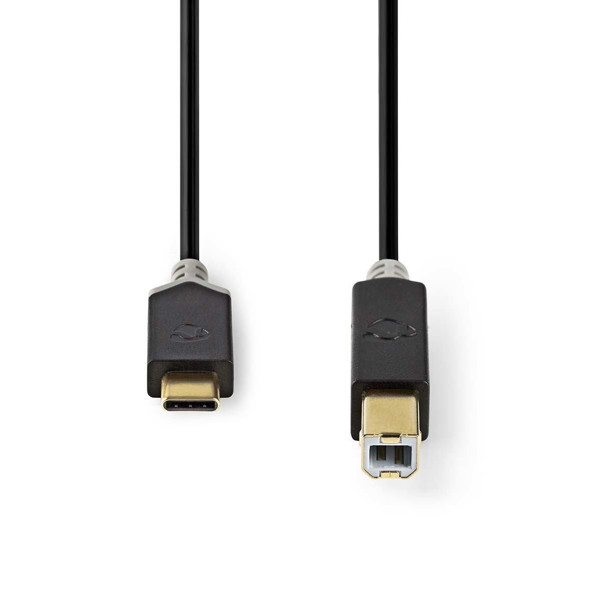 Nedis USB 2.0 | USB-C™ Stecker | USB-B Stecker | 15 W | 480 Mbps | Vergoldet | 2.00 m | Rund | PVC | Anthrazit | Box von Nedis