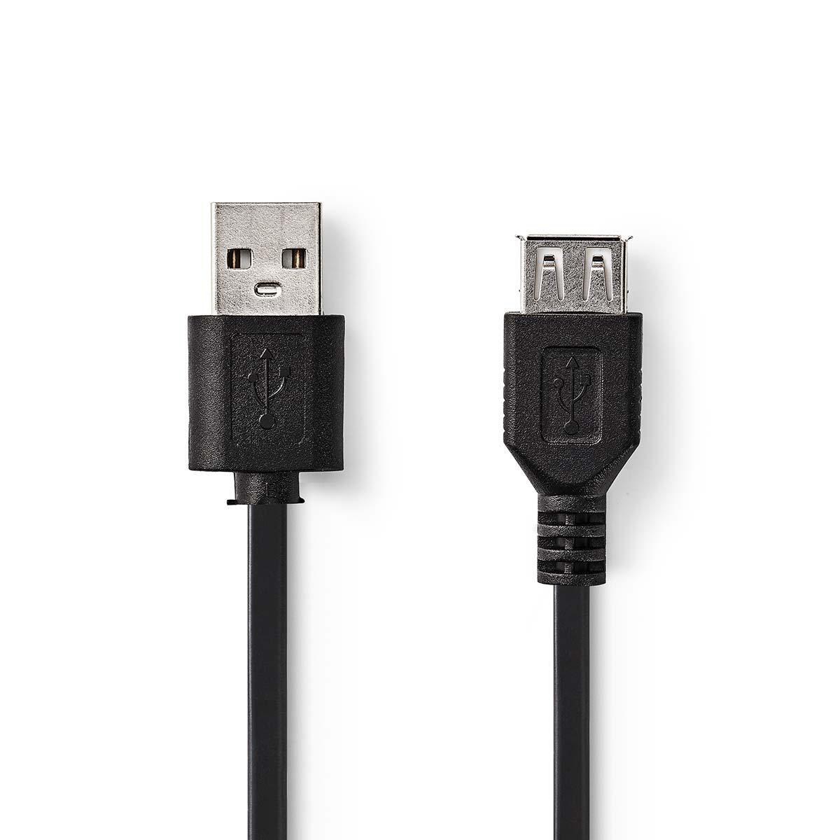 Nedis USB 2.0-Verlängerungskabel A-Stecker - USB-A-Buchse 2,0 m Schwarz von Nedis