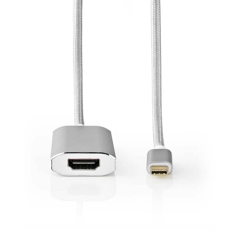 Nedis USB-Adapter | USB 3.2 Gen 1 | USB-C™ Stecker | HDMI™ | Power delivery | 2.00 m | rund | Vergoldet | Geflochten / Nylon | Silber | Verpackung mit von Nedis