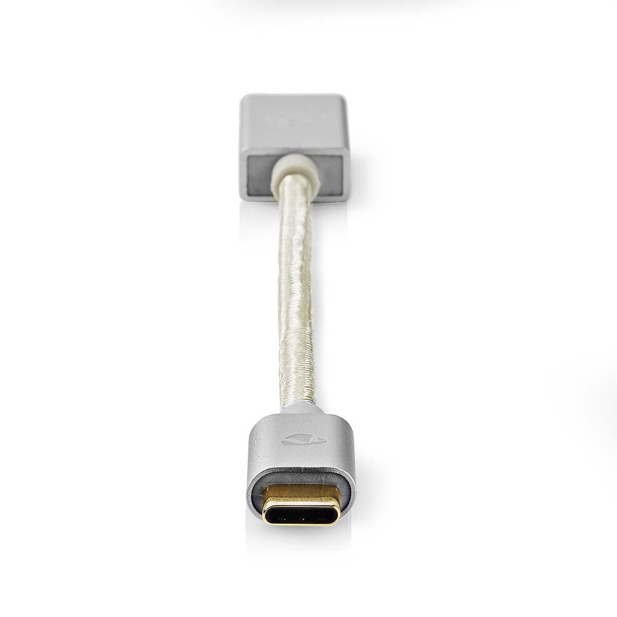 Nedis USB-Adapter | USB 3.2 Gen 1 | USB-C™ Stecker | USB-A Buchse | 5 Gbps | 0.20 m | rund | Vergoldet | Geflochten / Nylon | Silber | Verpackung mit von Nedis