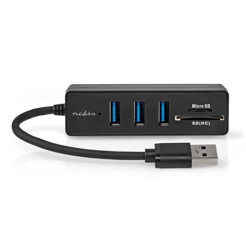 Nedis USB-Hub USB-A Stecker 3x USB A Buchse - 5-Port port(s), USB 3.2 Gen 1, Stromversorgung über USB, 5 Gbps, SD & MicroSD von Nedis