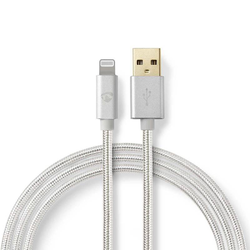 Nedis USB-Kabel | USB 2.0 | Apple Lightning 8-Pin | USB-A Stecker | 480 Mbps | Vergoldet | 1.00 m | rund | Geflochten / Nylon | Aluminium | Verpackung von Nedis