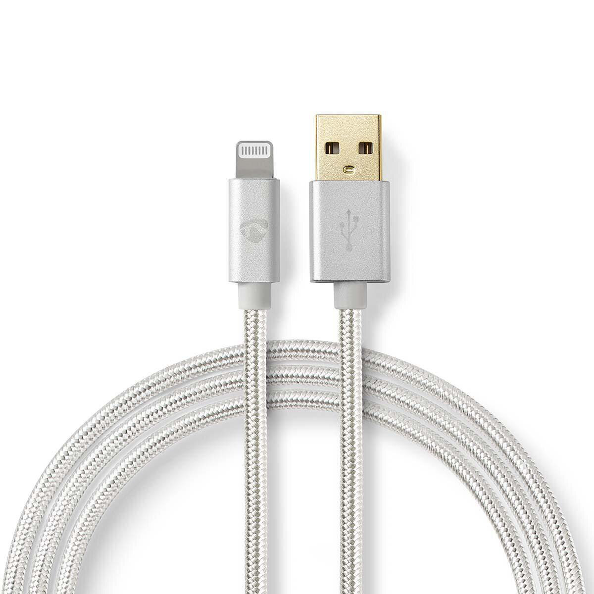 Nedis USB-Kabel | USB 2.0 | Apple Lightning 8-Pin | USB-A Stecker | 480 Mbps | Vergoldet | 3.00 m | rund | Geflochten / Nylon | Aluminium | Verpackung von Nedis
