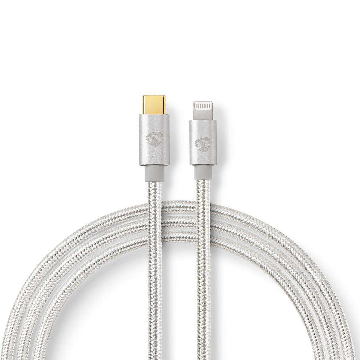 Nedis USB-Kabel | USB 2.0 | Apple Lightning 8-Pin | USB-C™ Stecker | 480 Mbps | Vergoldet | 1.00 m | rund | Geflochten / Nylon | Aluminium / Silber | von Nedis