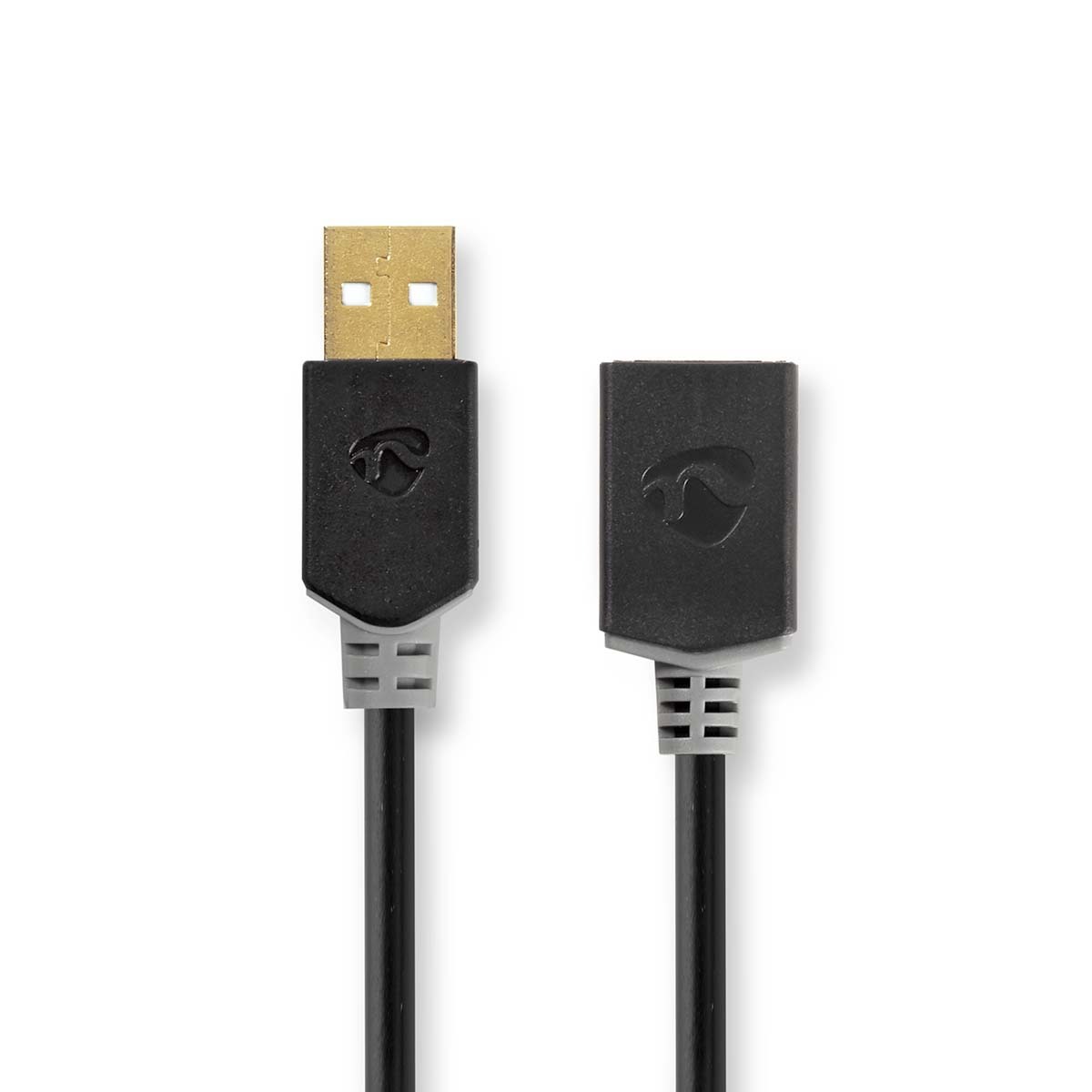 Nedis USB-Kabel | USB 2.0 | USB-A Stecker | USB-A Buchse | 480 Mbps | Vergoldet | 2.00 m | rund | PVC | Anthrazit | Verpackung mit Sichtfenster von Nedis