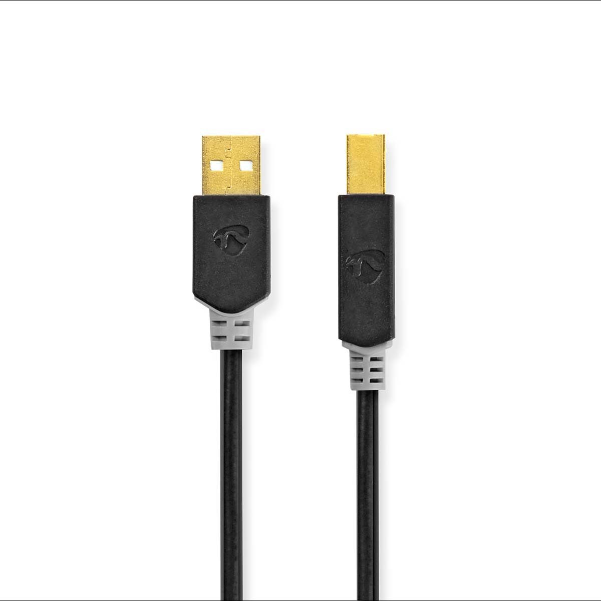 Nedis USB-Kabel | USB 2.0 | USB-A Stecker | USB-B Stecker | 480 Mbps | Vergoldet | 2.00 m | rund | PVC | Anthrazit | Verpackung mit Sichtfenster von Nedis