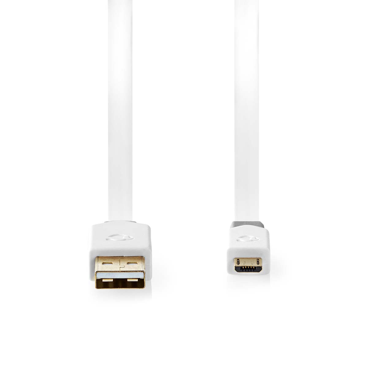 Nedis USB-Kabel | USB 2.0 | USB-A Stecker | USB Micro-B Stecker | 480 Mbps | Vergoldet | 1.00 m | flach | PVC | Weiss | Verpackung mit Sichtfenster von Nedis