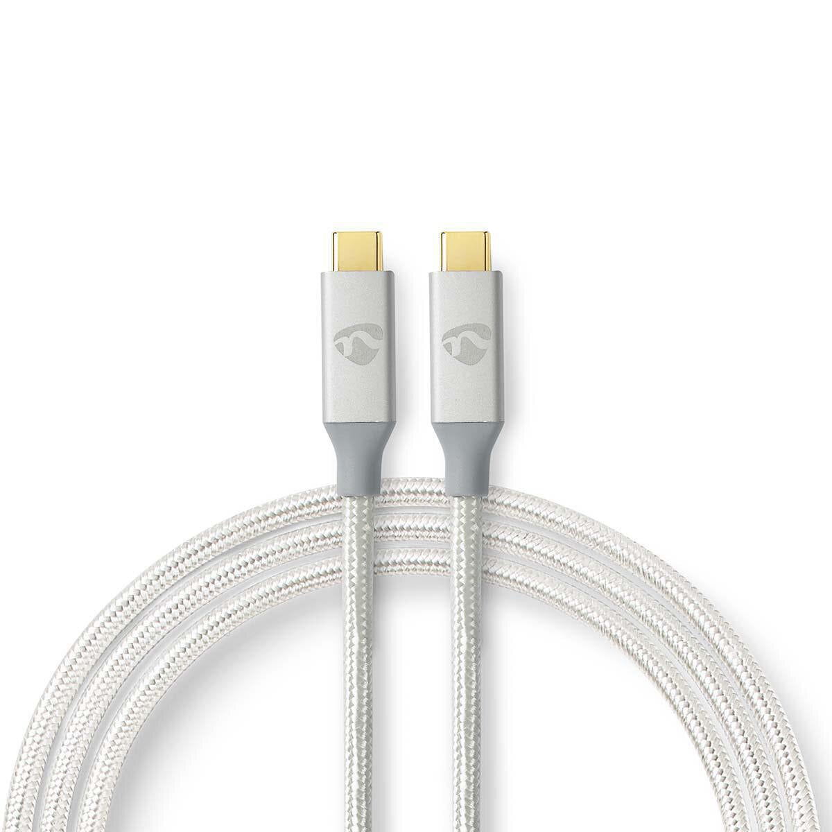Nedis USB-Kabel | USB 3.2 Gen 2x2 | USB-C™ Stecker | 20 Gbps | Vergoldet | 1.00 m | rund | Geflochten / Nylon | Silber | Verpackung mit Sichtfenster von Nedis