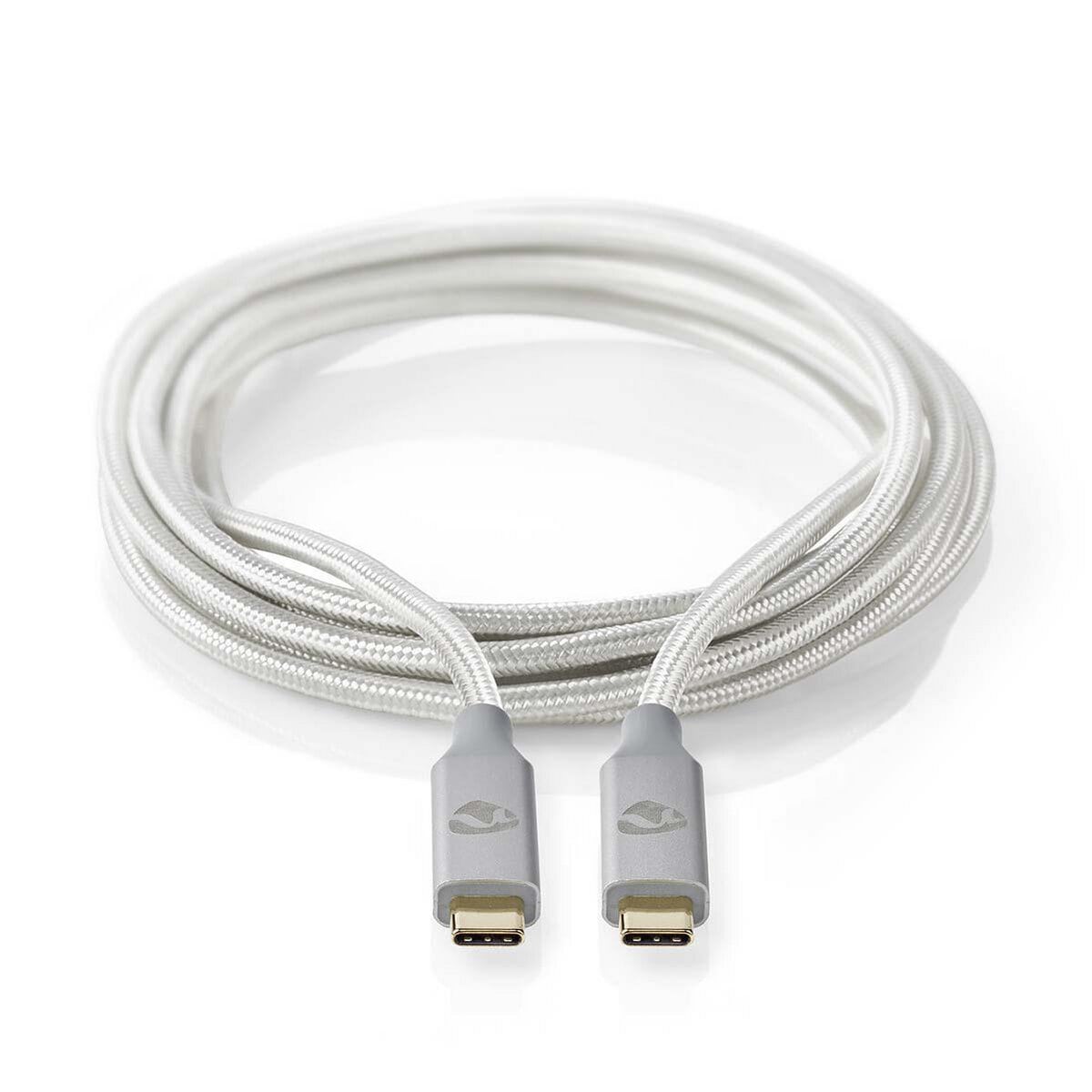 Nedis USB-Kabel | USB 3.2 Gen 2x2 | USB-C™ Stecker | 4K@60Hz | 20 Gbps | Vergoldet | 2.00 m | rund | Geflochten / Nylon | Silber | Verpackung mit Sich von Nedis